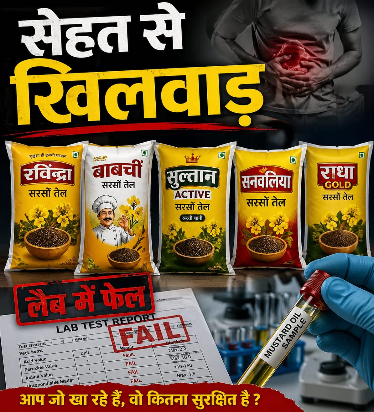 सेहत से खिलवाड़: रविंद्रा, बाबर्ची, सुल्तान एक्टिव, सनवलिया ,राधा गोल्ड सरसों तेल, लैब में फेल-14 फर्मों पर बड़ी कार्रवाई, खाद्य तेल उत्पादन इकाईयों पर लगा प्रतिबंध