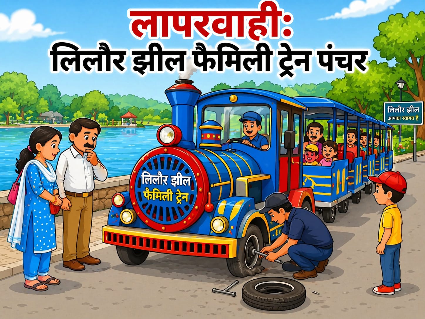 लापरवाही: लिलौर झील फैमिली ट्रेन पंचर-पांच डिब्बों में से दो डिब्बों के पहियों में नहीं हवा, खराब खड़े हैं